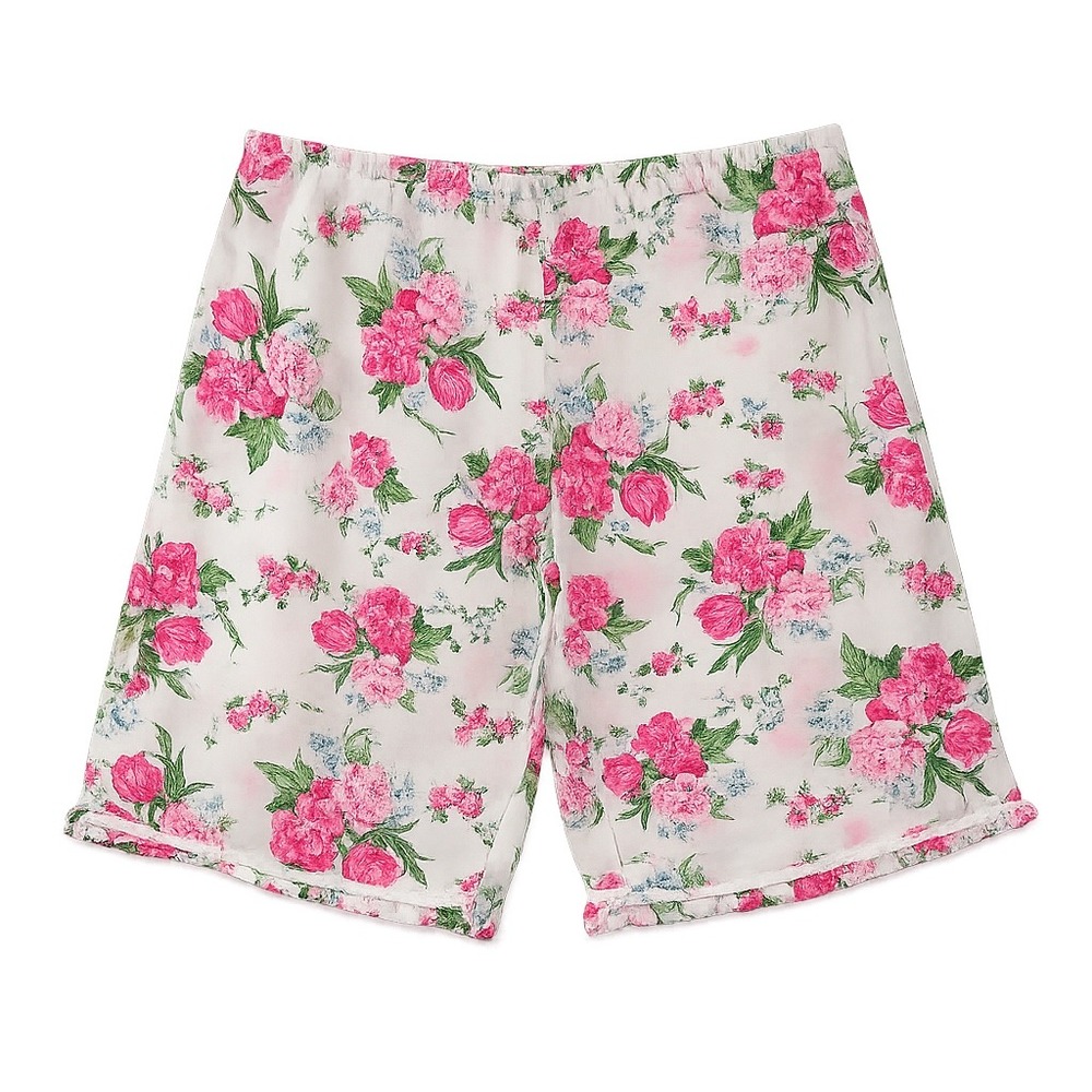 Laura Ashley Floral Pajama Shorts Womens S White Pink Cottagecore Shabby Chic